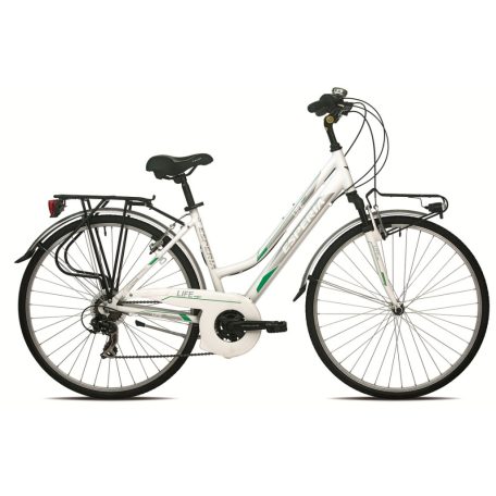 Kerékpár női Esperia 6200D LIFE COMFORT alu. TRK 28" Shimano TY300 Revo Saiguan 3x7seb. teleszkópos: MD-511 fehér MÉRET: 46