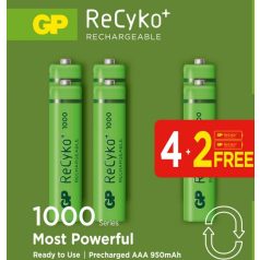   elem GP 1000mAh RECYKO AAA tölthető akku Ni-Mh 4   2 db-os - papírdobozos